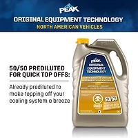 PEAK® OET Extended Life Gold 50/50 Pre-Diluted Coolant /Antifreeze for North American Vehicles, 3.78 Liters, PEAK OET AFC 50/50 N.A. Gold