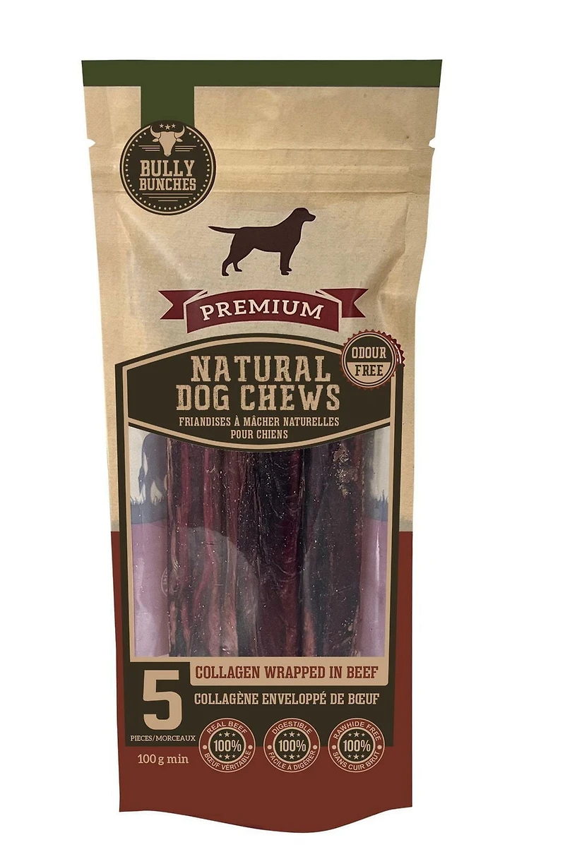 Bully Bunches 6 Inch Beef Collagen Wrapped In Beef (100g min)