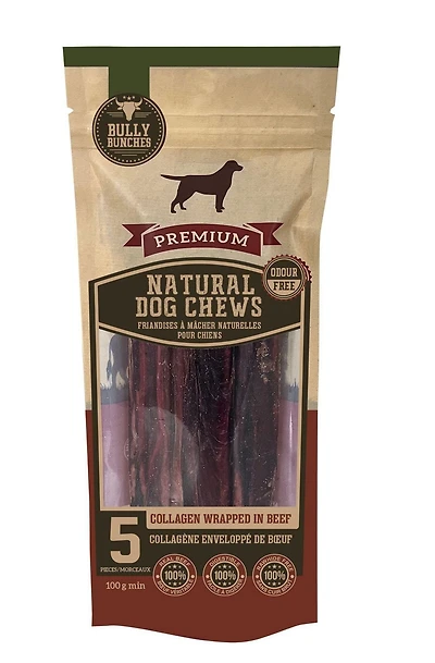 Bully Bunches 6 Inch Beef Collagen Wrapped In Beef (100g min)