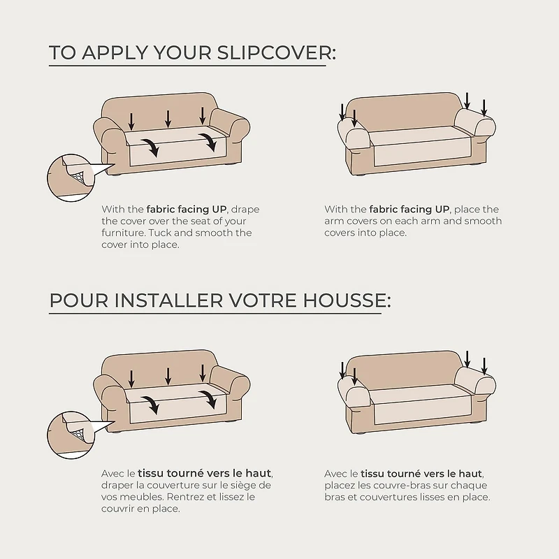 SmartFit Waterproof Faux Sherpa Loveseat Furniture Cover, 3-Piece, for Dogs, Pets, Machine Washable, Cream