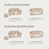 SmartFit Waterproof Faux Sherpa Loveseat Furniture Cover, 3-Piece, for Dogs, Pets, Machine Washable, Cream