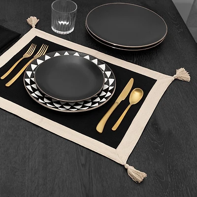 Thyme & Table Placemat, Black & Gold, Textiles