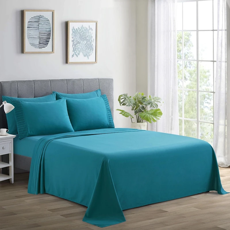 Literie Marina Décoration ultra douce et soyeuse en rayonne de bambou, toutes saisons, couleur bleu sarcelle