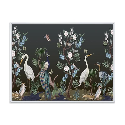 Designart Chinoiserie Aux Oiseaux Et Pivoines IV ART MURAL À CADRE FLOTT
