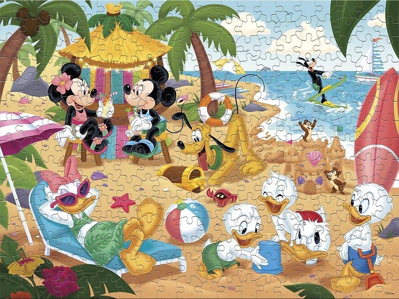 Ceaco - Disney - Mickey & Minnie à la plage - Puzzle surdimensionné de 300 pièces