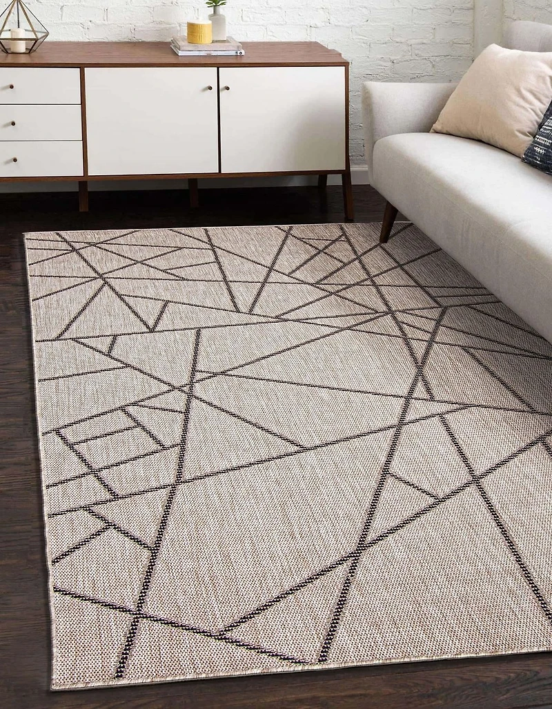 Tapis ECARPET Intérieur Extérieur pour Patio, Terrasse, Salon Collection Sisal Abstract