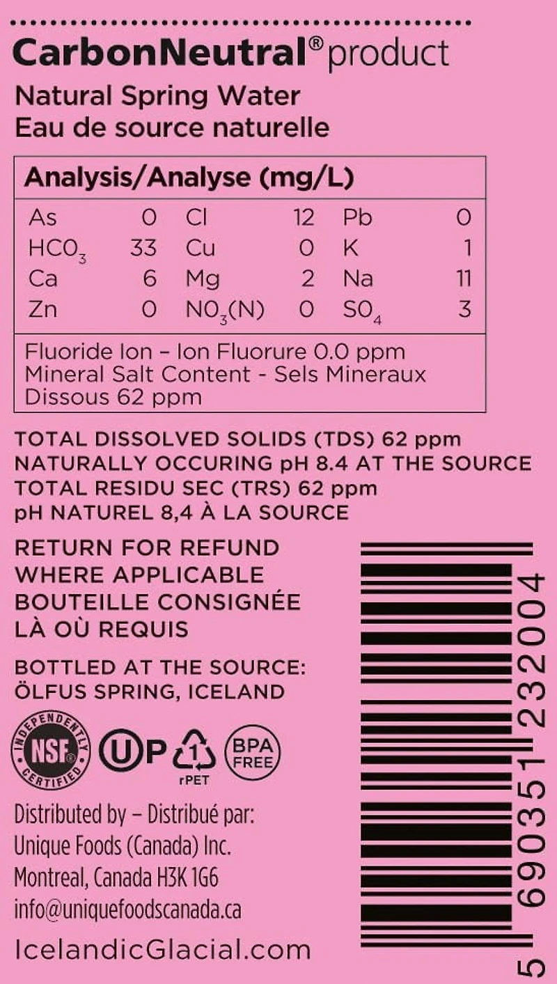 ICELANDIC GLACIAL Eau de source naturelle d'Islande 500ml / 6pk ICELANDIC GLACIAL Eau de source naturelle d'Islande 500ml / 6pk