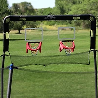 SKYWALKER TRAMPOLINES Double fixation de jeu de basket-ball pour trampolines extérieurs ronds de 15 pieds, matériaux souples pour une plongée en toute sécurité