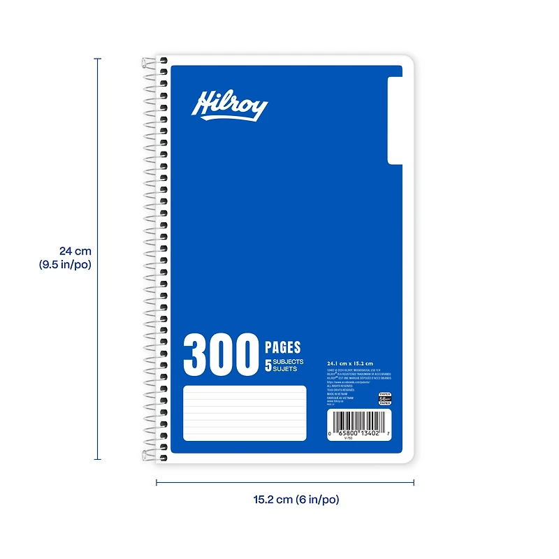 Hilroy® Cahier 5 sujets 300 pages, bleu foncé