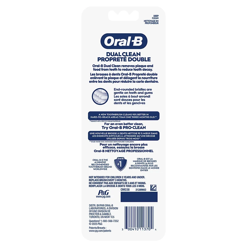 Oral-B Brosse à Dents Dual Clean, Souple
