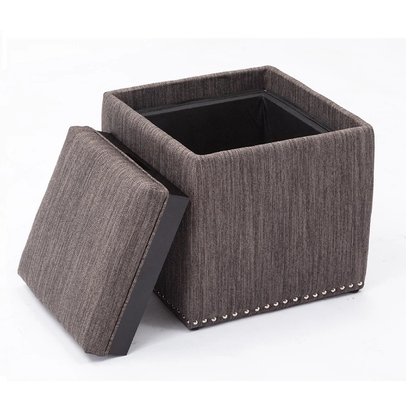Chase Fabric Ottoman With Flip Tray Lid (Charcoal Gray)