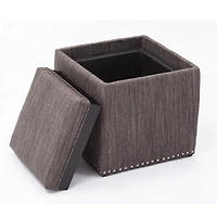 Chase Fabric Ottoman With Flip Tray Lid (Charcoal Gray)