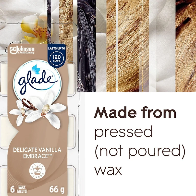 Glade® Wax Melt Air Freshener Refills, Delicate Vanilla Embrace, 6 Melts