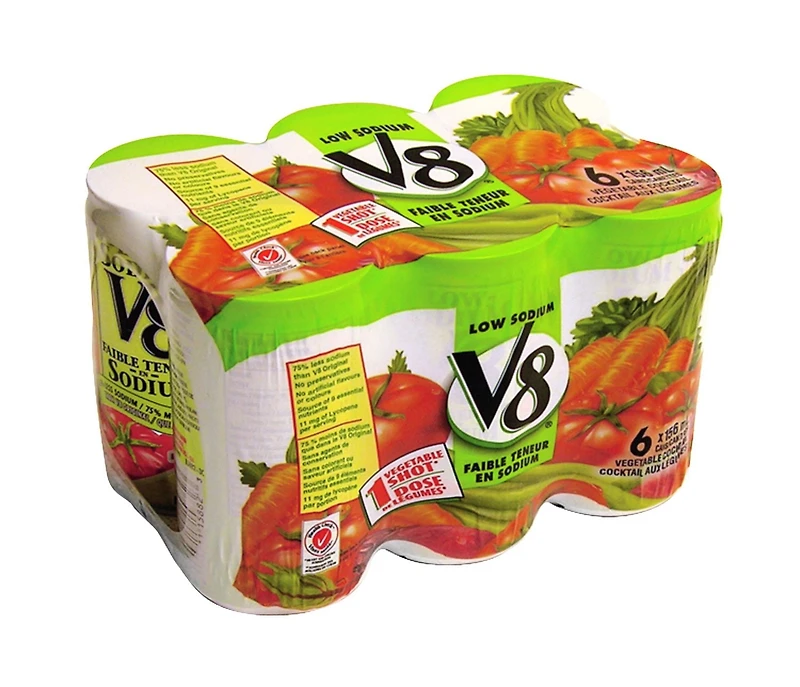 V8 Vegetable Cocktail Low Sodium 6X156ML