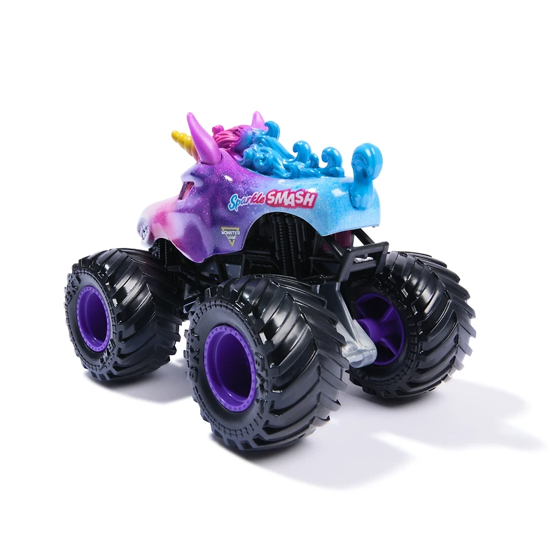 Monster Jam, Monster truck Sparkle Smash officiel, véhicule en métal moulé, échelle 1:64, jouets pour garçons à partir de 3 ans
