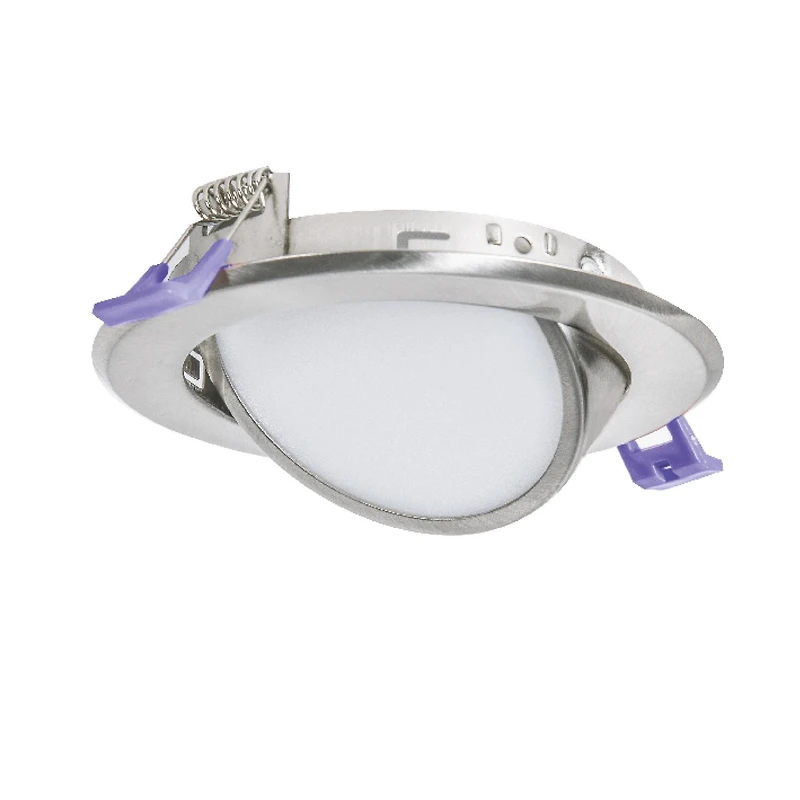 Nadair, 4’’ LED Gimbal Recessed Ultra Slim Lights, 1-pack, IC rated, Dimmable, 9W=50W, 550 Lumens, 4000K (Cool White), Large Junction box, Quick Connect System, Brushed Nickel Finish