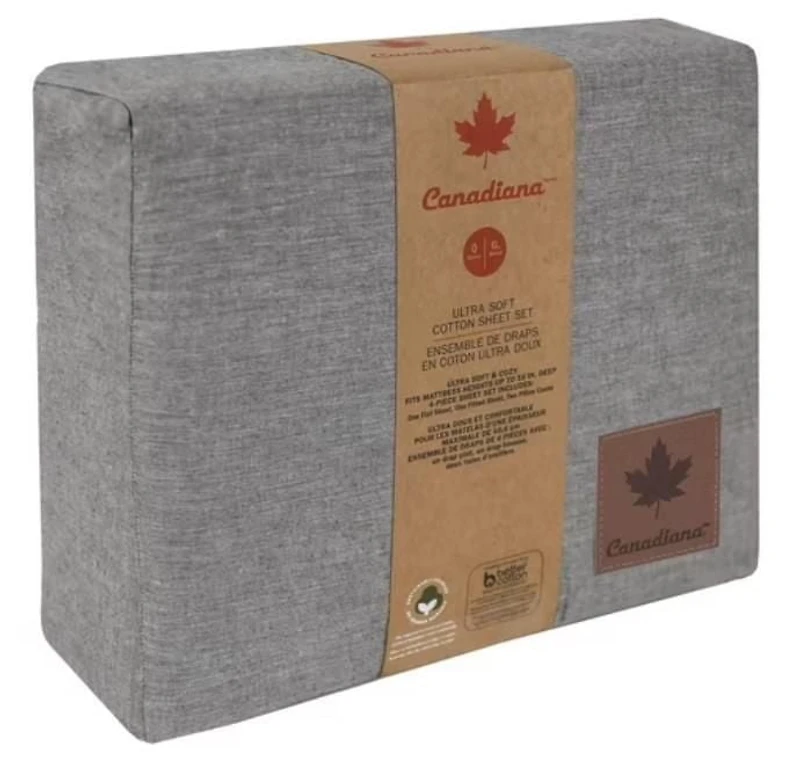 4 pièce Ensemble de Draps en Coton Ultra Doux Canadiana