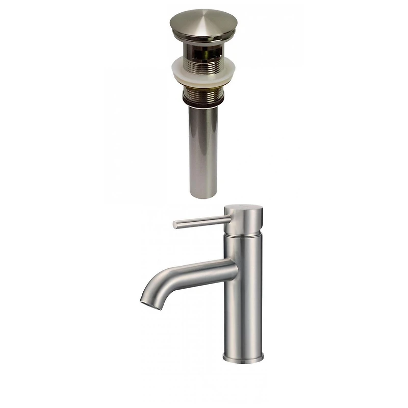American Imaginations AI-29487  Ensemble de robinet en laiton sans plomb approuvé par CUPC à 1 trou de couleur nickel brossé - Drain de trop-plein incl.