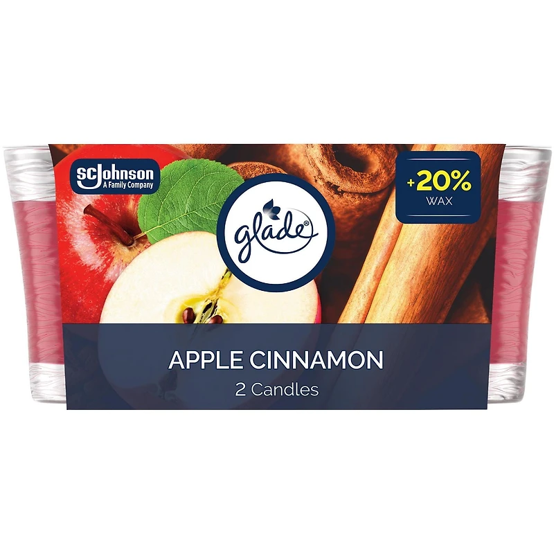 Glade® Scented Candle Air Freshener, Apple Cinnamon, Jar Candle, 2 Pack