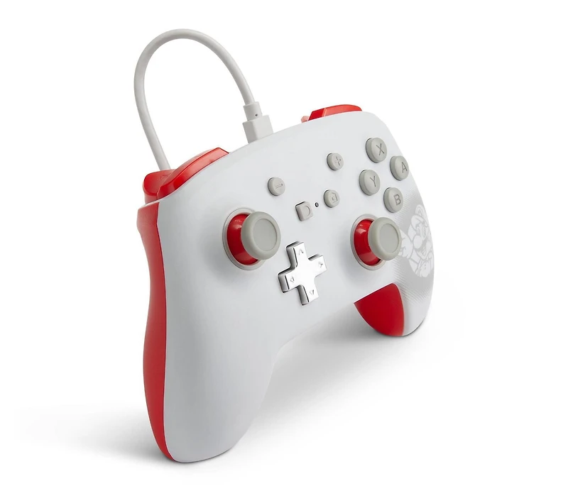Manette câblée améliorée PowerA pour Nintendo Switch, Mario Blanche