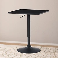 CorLiving Maya Square Engineered Wood Top Adjustable Height Swivel Bar Table with Metal Pedestal Base, Chrome/Black