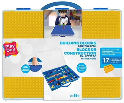 Play Day - Blue Building Blocks Storage Case with Handle