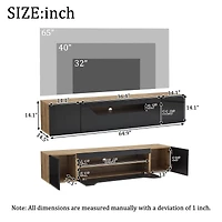 Homy Casa 64.9" Floating TV Stand for TVs up to 65", Wall Mounted Media Console with App-Controlled LED, Black Gloss & Oak