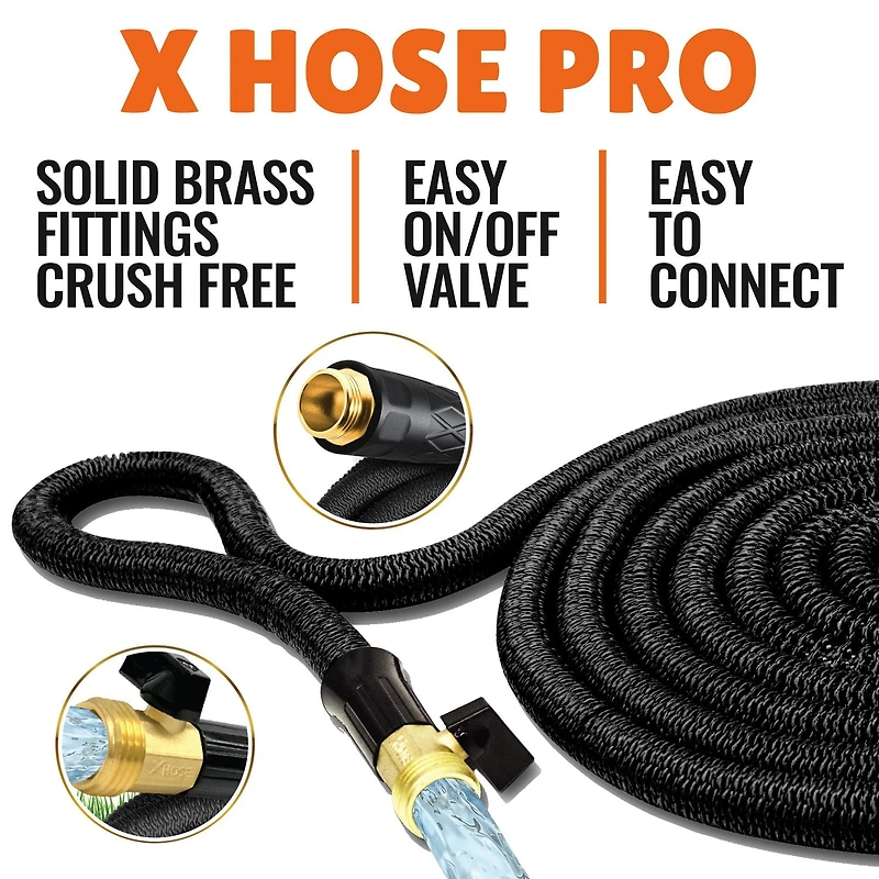 Xhose Garden Hose Expandable Hose Dac-5 Ultra Durable Garden Hose 75' Black
