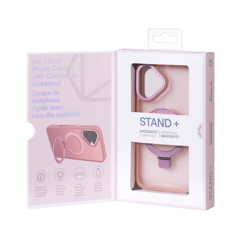 Artikl Lux Pro Compatible MagSafe Étui Givré avec Support pour iPhone 16 - Rose
