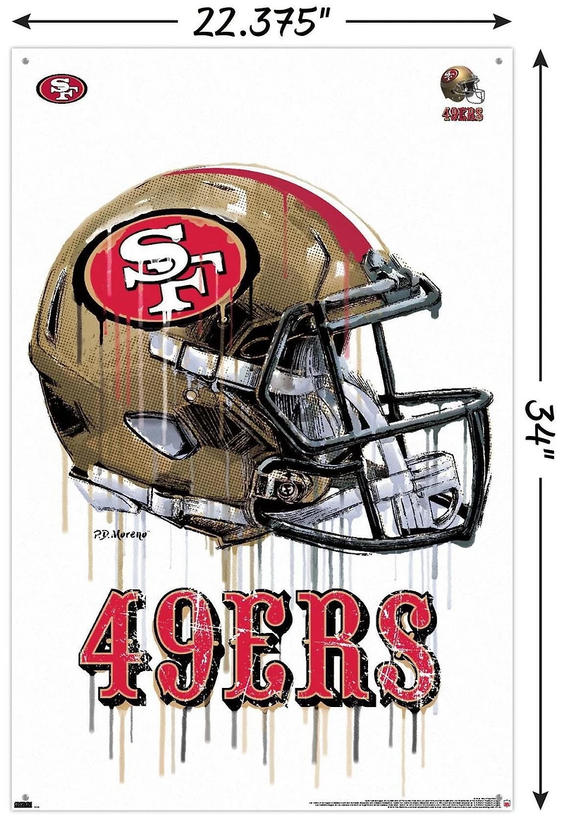 NFL San Francisco 49ers - Drip Helmet 20 Wall Poster with Push Pins
