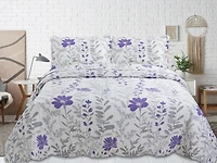Marina Decoration Rich Printed Stitching Coverlet Bedspread Ultra Soft Summer Bedding Quilt Set with Quilted Sham, Modern Purple Floral Pattern