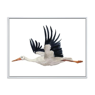 Designart Flying White Stork Ciconia Bird FLOAT FRAME WALL ART