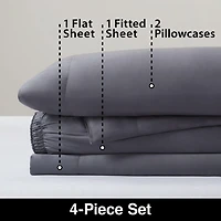 Allswell 300 Thread Count Soft & Silky 4-Piece Viscose from Bamboo Sateen Sheet Set, Queen Sheet Set