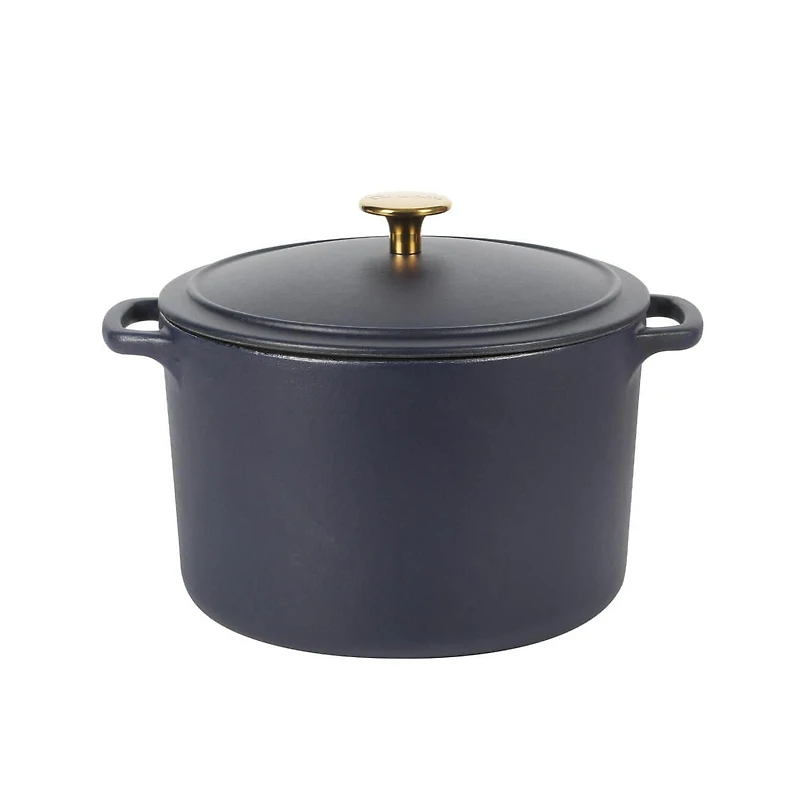 Sur La Table Millau Faitout en fonte émaillée avec couvercle, marin mat, rond, 5,5 Qt