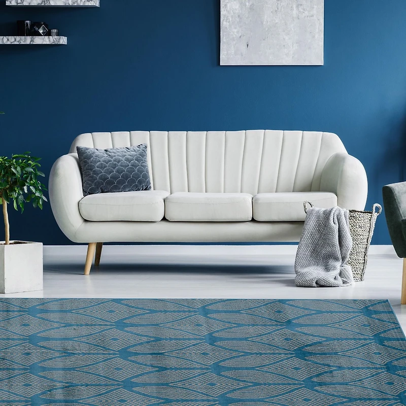 Capri Henley Blue & Light Grey 4' 3" x 7' 3" Area Rug