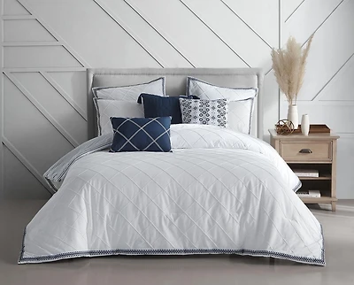Beco Home Pintuck White 3 Piece Cotton Comforter Set