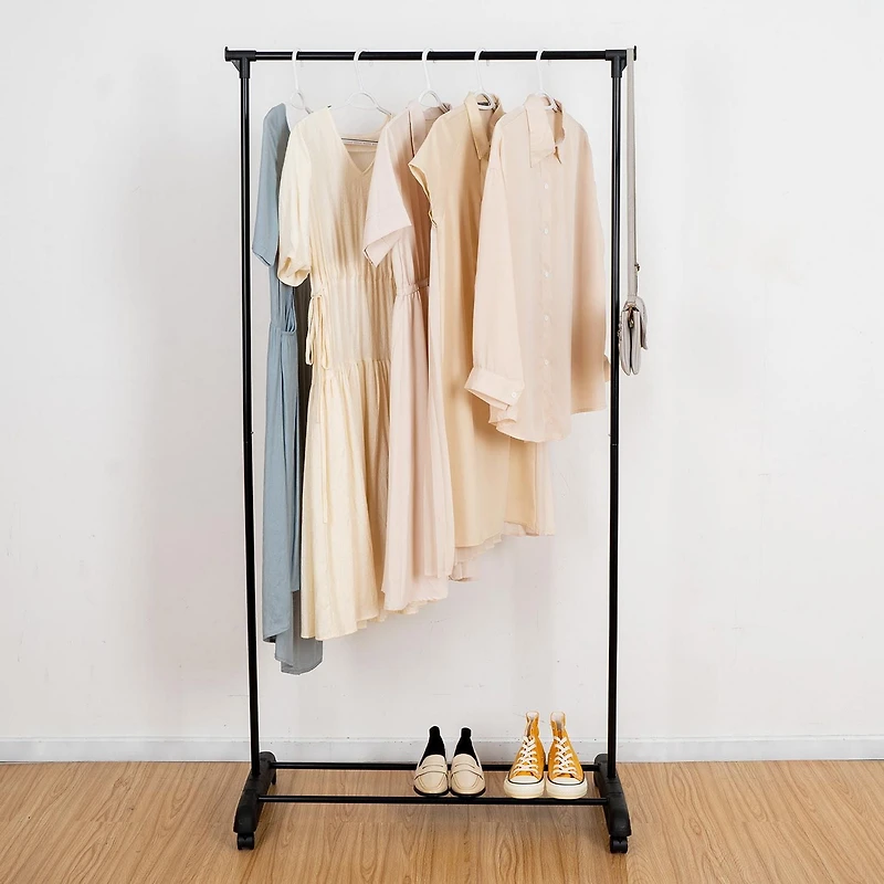 Mainstays Simple Single Rod Garment Rack, Black