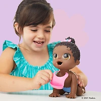 Baby Alive Lil Snacks Doll, Eats and "Poops," 8-inch Baby Doll Toy, Kids 3 and Up, Black Hair