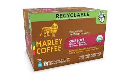 Café Yirgacheffe d'Éthiopie à la torréfaction moyenne One Love de Marley