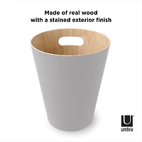 Umbra Woodrow Trash Can 2-Gallon (7.5 L) Capacity,Grey