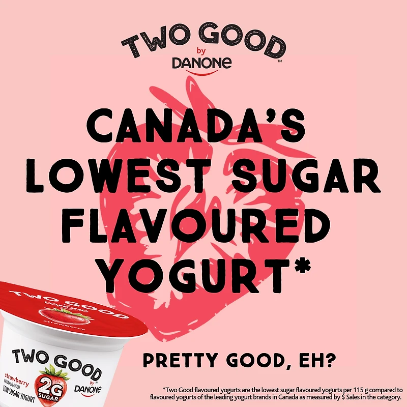 Two Good Yogourt aux fraises, 2 g de sucre, 8 g de protéines