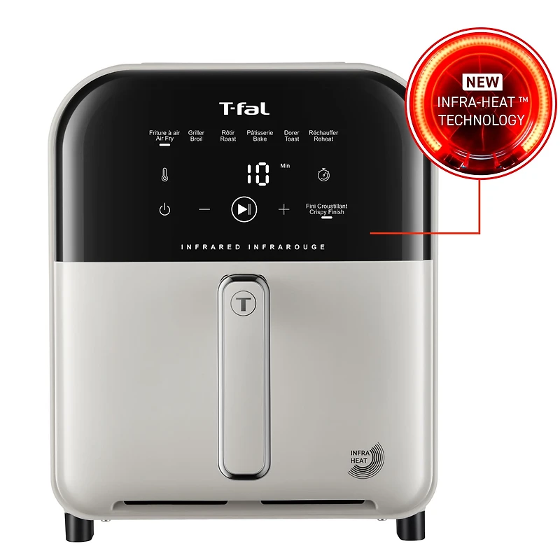 T-fal Infrared Air Fryer, 7-in-1, 5L/5.3QT, Infra-heat™ Technology, No-Preheating, Faster, Juicier, Crispier, Oat