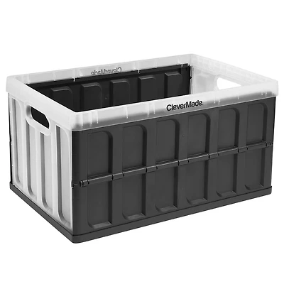 46L Translucent Collapsible Storage Bin with No Lid - Clear/Black - 1pk