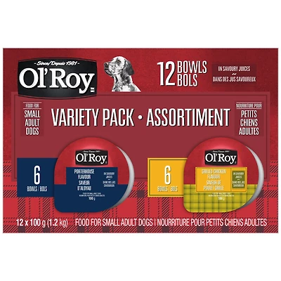 Ol' Roy Grilled Chicken Flavour and Porterhouse Flavour Dog Food Variety Pack for Small Adult Dogs 18KG
