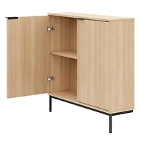 Nexera Slim 2-Door Storage Console, Natural Blonde Oak