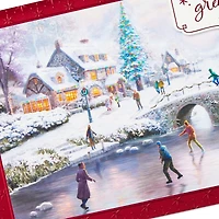 Connections from Hallmark Boxed Christmas Cards (Thomas Kinkade Ice Skating on Pond), 24 ct.