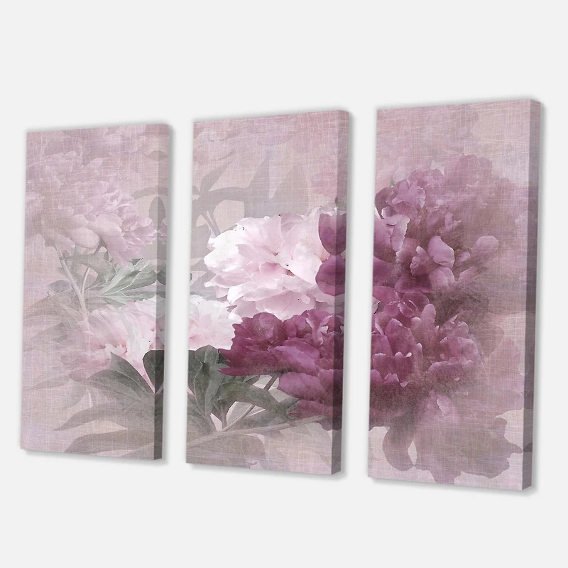 Designart Vintage Purple and Pink Flowers II Canvas Wall Art