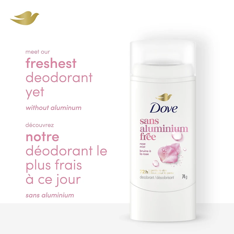Dove Deodorant Stick, 72h Rose Mist, Gentle & Hydrating, 74g