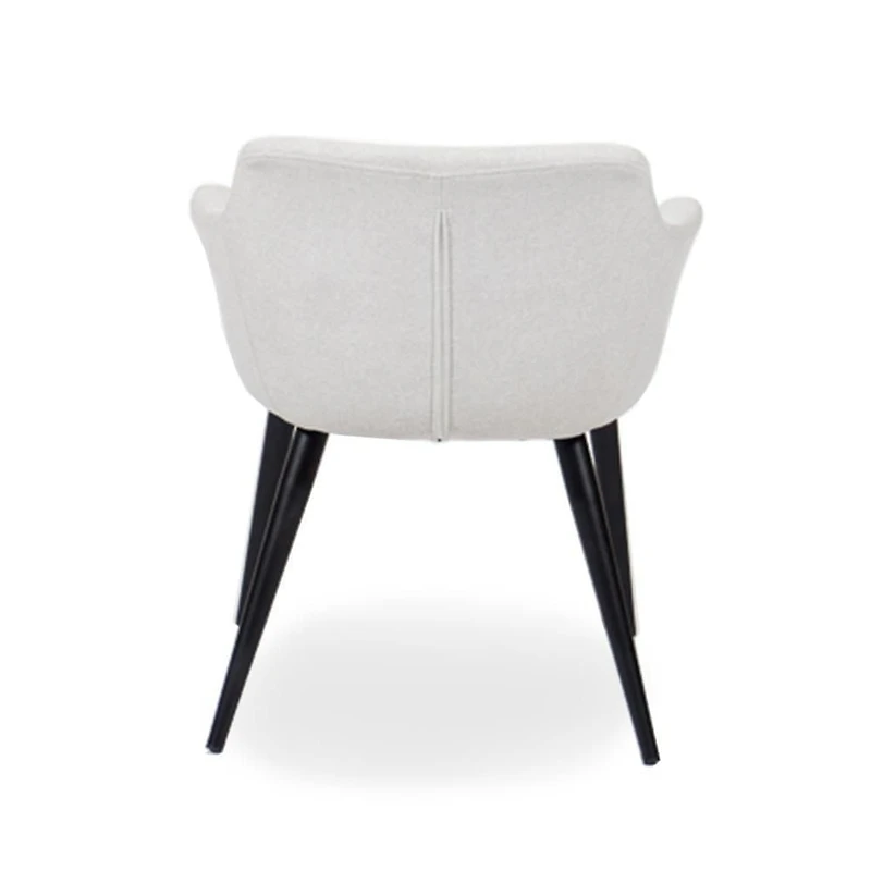 Chaise de salle à manger Bucket – Revêtement en tissu Dove élégant avec un design Bucket confortable et des pieds en métal noir, parfait pour les salles à manger ou les espaces d'accentuation