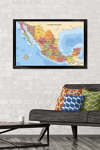 Map - Mexico Wall Poster, 22.375" x 34" Framed